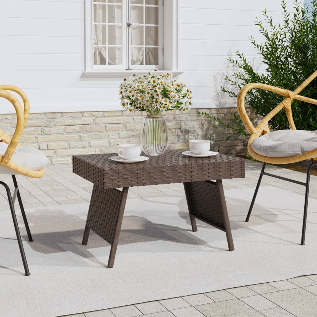 Tavolino Pieghevole Marrone 60x40x38 cm in Polyrattan da esterni