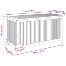 Carica l&#39;immagine nel visualizzatore di Gallery, Baule da Giardino con Ruote 113x50x58 in Massello di Acacia Marrone