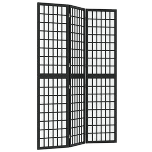 Separè 3 Pannelli Stile Giapponese 120x170cm Nero