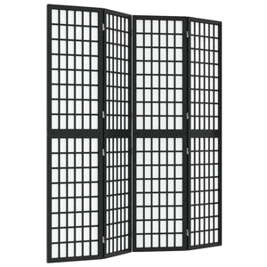 Separè 4 Pannelli Stile Giapponese 160x170cm Nero