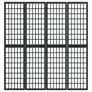 Separè 4 Pannelli Stile Giapponese 160x170cm Nero