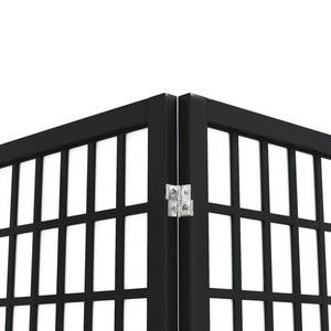 Separè 4 Pannelli Stile Giapponese 160x170cm Nero