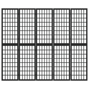 Separè 5 Pannelli Stile Giapponese 200x170cm Nero