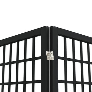 Separè 5 Pannelli Stile Giapponese 200x170cm Nero