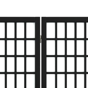 Separè 5 Pannelli Stile Giapponese 200x170cm Nero