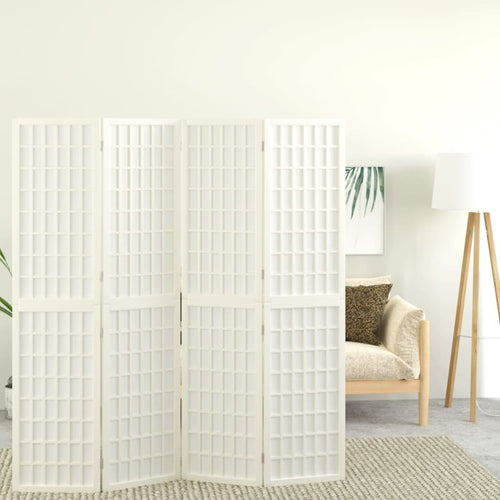 Separè 4 Pannelli Stile Giapponese 160x170 Bianco