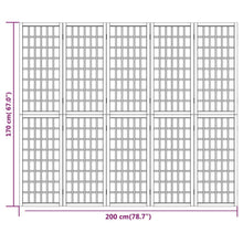 Carica l&#39;immagine nel visualizzatore di Gallery, Separè  5 Pannelli Stile Giapponese 200x170 Bianco