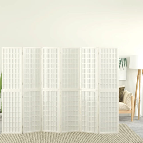 Separè 6 Pannelli Stile Giapponese 240x170 Bianco