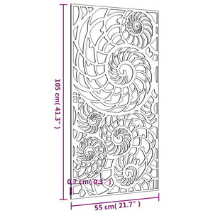 Decorazione Muro da Giardino 105x55cm Conchiglia Acciaio Corten