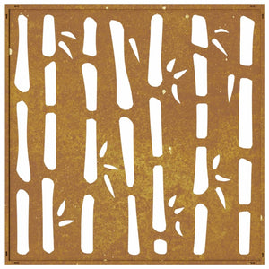 Decorazione Muro da Giardino 55x55 cm Bambù in Acciaio Corten