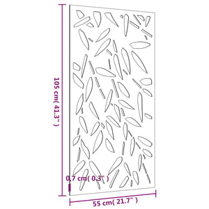 Decorazione Muro Giardino 105x55 cm Foglie Bambù Acciaio Corten
