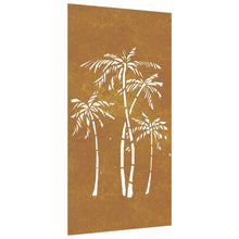 Laden Sie das Bild in den Galerie-Viewer, Decorazione Muro da Giardino 105x55 cm Palma in Acciaio Corten