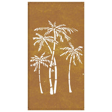 Laden Sie das Bild in den Galerie-Viewer, Decorazione Muro da Giardino 105x55 cm Palma in Acciaio Corten