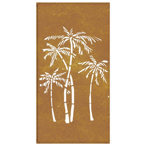Decorazione Muro da Giardino 105x55 cm Palma in Acciaio Corten