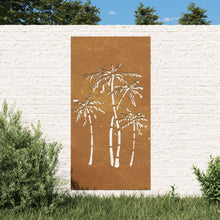 Laden Sie das Bild in den Galerie-Viewer, Decorazione Muro da Giardino 105x55 cm Palma in Acciaio Corten