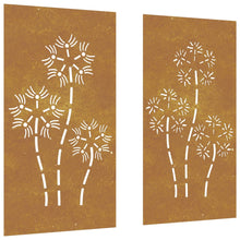 Carica l&#39;immagine nel visualizzatore di Gallery, Decorazioni Muro da Giardino 2pz 105x55 cm Fiore Acciaio Corten