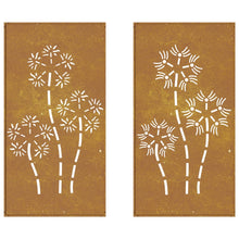 Carica l&#39;immagine nel visualizzatore di Gallery, Decorazioni Muro da Giardino 2pz 105x55 cm Fiore Acciaio Corten