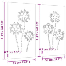 Carica l&#39;immagine nel visualizzatore di Gallery, Decorazioni Muro da Giardino 2pz 105x55 cm Fiore Acciaio Corten