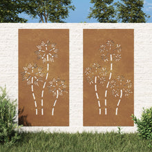 Carica l&#39;immagine nel visualizzatore di Gallery, Decorazioni Muro da Giardino 2pz 105x55 cm Fiore Acciaio Corten