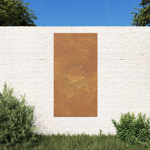 Laden Sie das Bild in den Galerie-Viewer, Decorazione Muro da Giardino 105x55 cm Sole in Acciaio Corten
