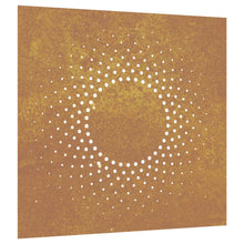 Laden Sie das Bild in den Galerie-Viewer, Decorazione Muro da Giardino 55x55 cm Sole in Acciaio Corten