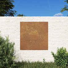 Laden Sie das Bild in den Galerie-Viewer, Decorazione Muro da Giardino 55x55 cm Sole in Acciaio Corten