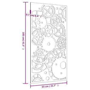 Decorazione Muro Giardino 105x55 cm Ingranaggio Acciaio Corten