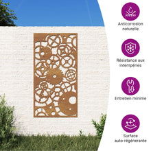 Carica l'immagine nel visualizzatore di Gallery, Decorazione Muro Giardino 105x55 cm Ingranaggio Acciaio Corten