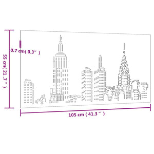 Decorazione Muro da Giardino 105x55cm Skyline in Acciaio Corten