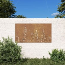 Laden Sie das Bild in den Galerie-Viewer, Decorazione Muro da Giardino 105x55cm Skyline in Acciaio Corten