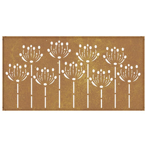 Decorazione Muro da Giardino 105x55 cm Fiore in Acciaio Corten
