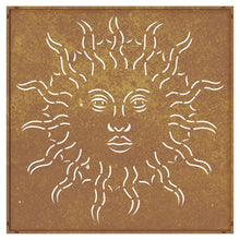 Laden Sie das Bild in den Galerie-Viewer, Decorazione Muro da Giardino 55x55 cm Sole in Acciaio Corten