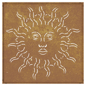 Decorazione Muro da Giardino 55x55 cm Sole in Acciaio Corten