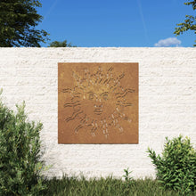 Laden Sie das Bild in den Galerie-Viewer, Decorazione Muro da Giardino 55x55 cm Sole in Acciaio Corten