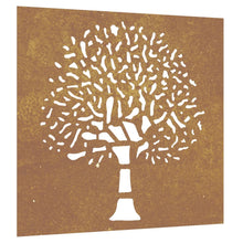 Laden Sie das Bild in den Galerie-Viewer, Decorazione Muro da Giardino 55x55 cm Albero in Acciaio Corten
