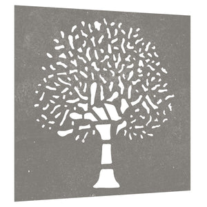 Decorazione Muro da Giardino 55x55 cm Albero in Acciaio Corten