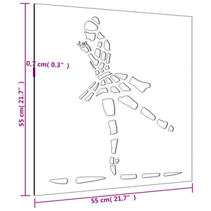 Decorazione Muro Giardino 55x55 cm Ballerina in Acciaio Corten