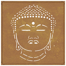 Laden Sie das Bild in den Galerie-Viewer, Decorazione Muro Giardino 55x55 cm Testa Buddha Acciaio Corten