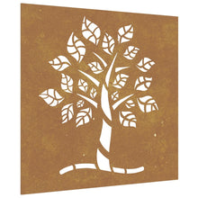 Laden Sie das Bild in den Galerie-Viewer, Decorazione Muro da Giardino 55x55 cm Albero in Acciaio Corten