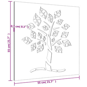 Decorazione Muro da Giardino 55x55 cm Albero in Acciaio Corten