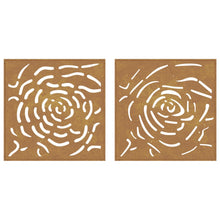 Laden Sie das Bild in den Galerie-Viewer, Decorazioni Muro Giardino 2 pz 55x55 cm Rosa in Acciaio Corten