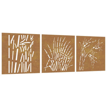 Laden Sie das Bild in den Galerie-Viewer, Decorazioni Muro Giardino 3 pz 55x55 cm Erba in Acciaio Corten