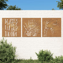 Laden Sie das Bild in den Galerie-Viewer, Decorazioni Muro Giardino 3 pz 55x55 cm Erba in Acciaio Corten