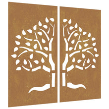 Laden Sie das Bild in den Galerie-Viewer, Decorazioni Muro Giardino 2 pz 105x55 cm Albero Acciaio Corten