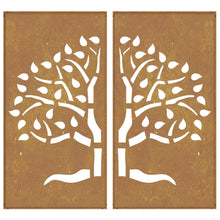 Laden Sie das Bild in den Galerie-Viewer, Decorazioni Muro Giardino 2 pz 105x55 cm Albero Acciaio Corten