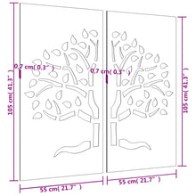 Laden Sie das Bild in den Galerie-Viewer, Decorazioni Muro Giardino 2 pz 105x55 cm Albero Acciaio Corten