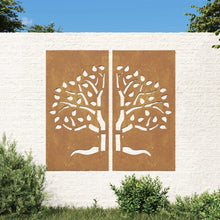 Laden Sie das Bild in den Galerie-Viewer, Decorazioni Muro Giardino 2 pz 105x55 cm Albero Acciaio Corten