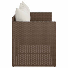 Carica l&#39;immagine nel visualizzatore di Gallery, Divano da Giardino a 3 Posti con Cuscini Bianchi in Polyrattan Marrone
