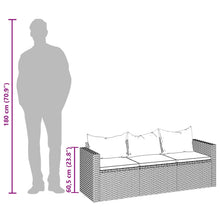 Carica l&#39;immagine nel visualizzatore di Gallery, Divano da Giardino a 3 Posti con Cuscini Antracite in Polyrattan Grigio