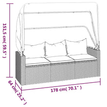 Carica l&#39;immagine nel visualizzatore di Gallery, Divano a L da Giardino 3 Posti con Tetto in Polyrattan Grigio
